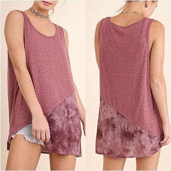 Raspberry Asymmetrical Tie Dye Tank Top S - Picture 3 of 5